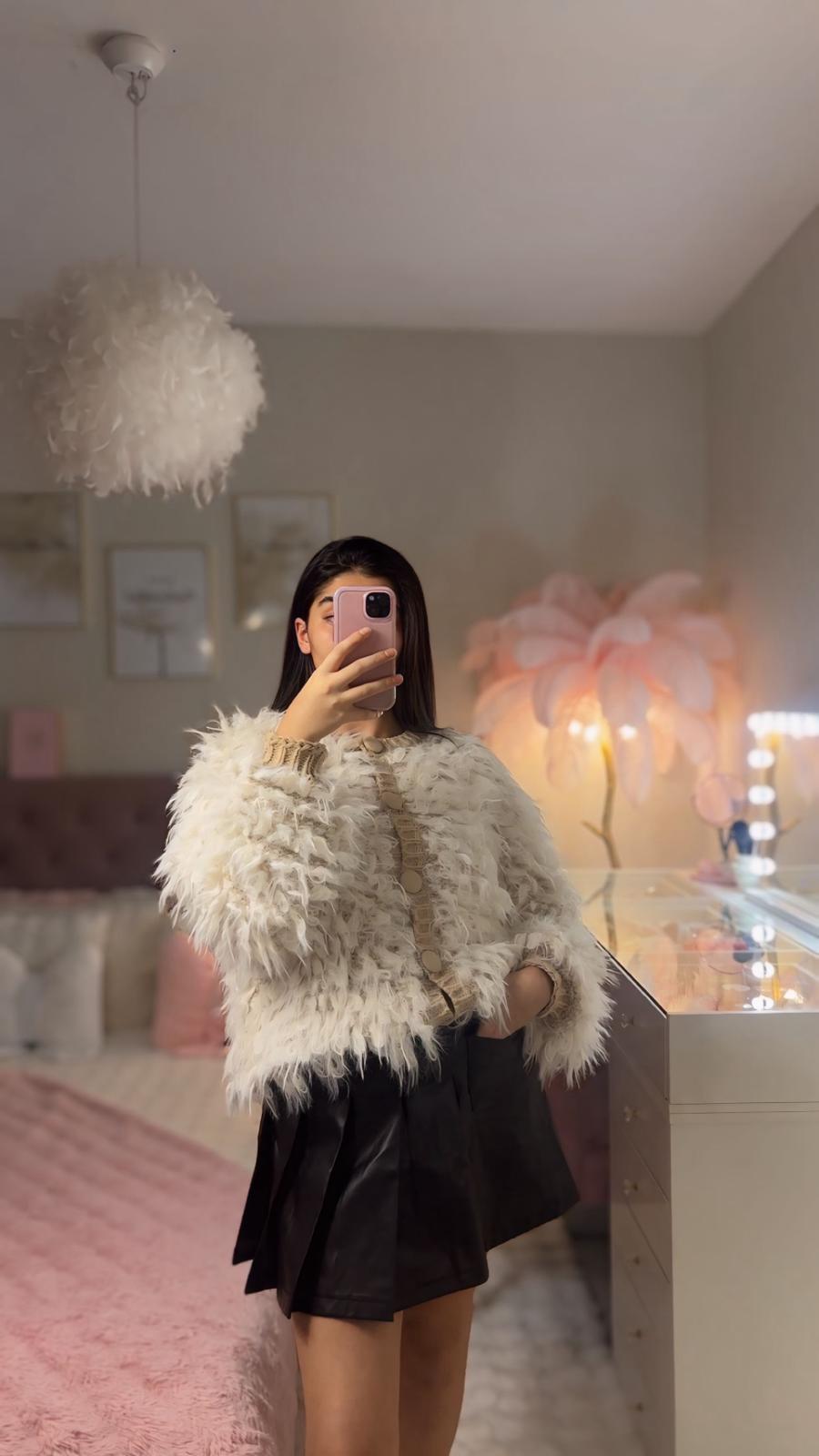 Cardigan À Froufrou Écru