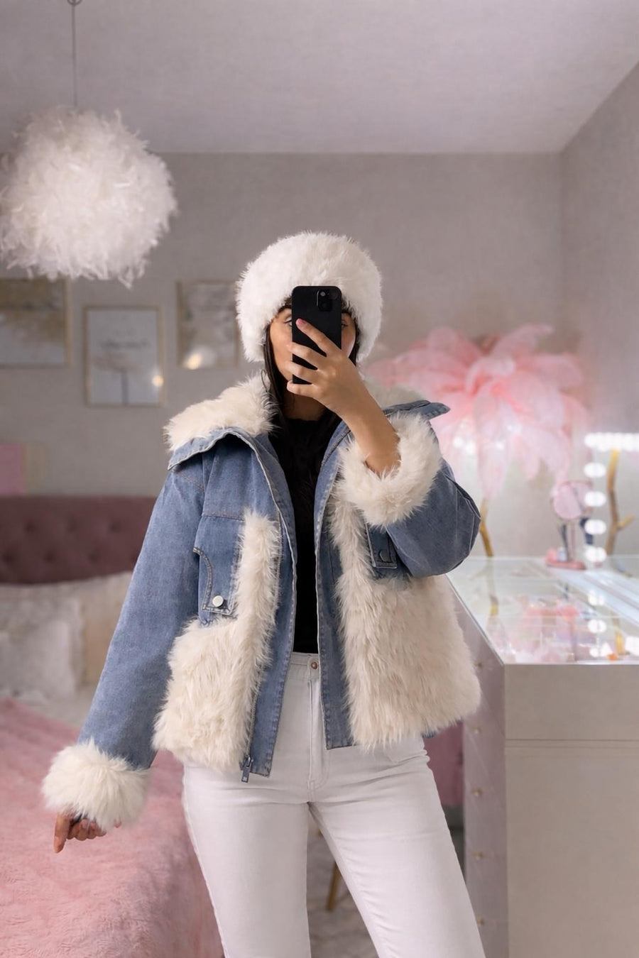 Veste en Jeans Fourée Blanche