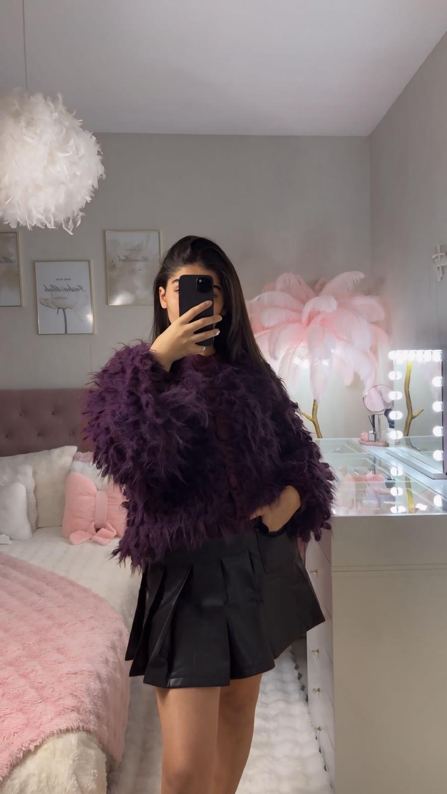 Cardigan à Froufrou Bordeaux